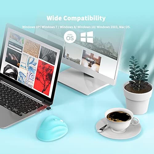 Ergonomic Wireless Mouse with USB Receiver for PC Computer, Laptop and Desktop, Ergo Mouse Vertical with Silent Clicks Long Battery Life, Up to 1600 DPI & 1 AA Battery Powered, Blue - Image 7
