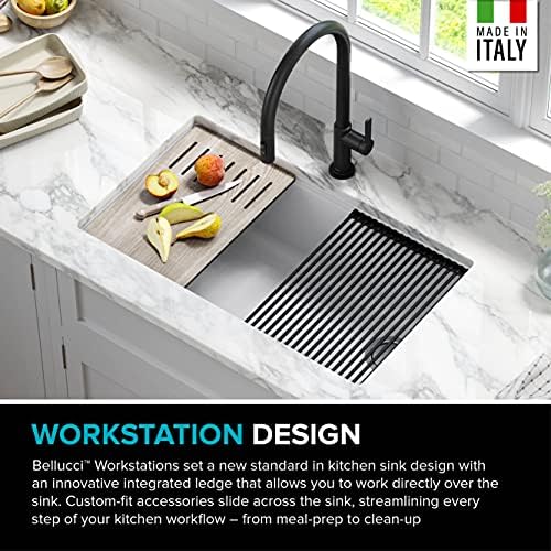 Kraus KGUW1-33WH-100-100, Bellucci Workstation 32 in. Undermount Granite Composite Single Bowl Kitchen Sink in White with WasteGuard 1 HP Continuous Feed Garbage Disposal and Accessories - Image 3