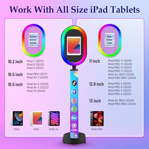 Portable Photo Booth for iPad 10.2" 10.5" 10.9" 11" 12.9" 13" Photobooth Machine Metal Shell Selfie Station RGB Ring Light Custom Logo for Parties Wedding Rental - Image 5