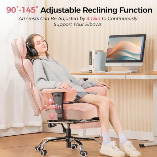 COMHOMA Big and Tall Office Chair Heavy Duty Wide Ergonomic Gaming Chair with Deluxe Embossing Designed Leather with Foot Rest,145°Reclining Adjustable Armrests Pocket Spring Back Support and Pillow - Image 7