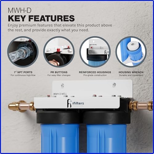 iFilters Whole House Filtration System Complete Dual Stage Sediment Chlorine Taste Odor VOC's, 1" Ports, Multicolor - Image 5
