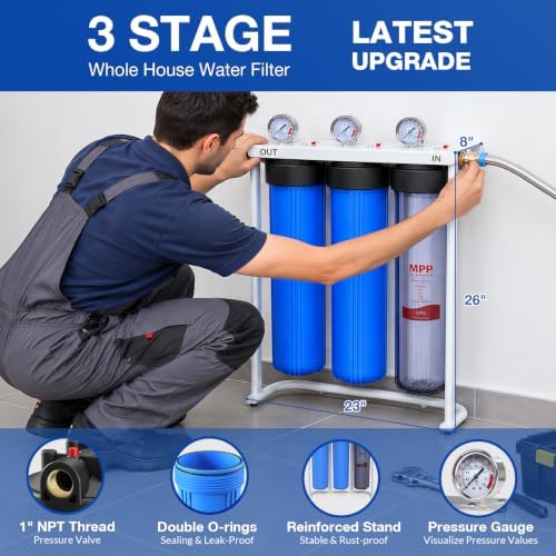 SimPure Whole House Water Filter System, 3 Stages Clear 20" x 4.5"KDF - Image 4