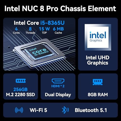 Intel NUC Pro Chassis Element mini pc，Built-in NUC 8 Compute Element, Core i5-8365U, 8GB RAM, 256GB SSD, Intel vPro Platform, Win 11 Pro, Dual GbE, 2×HDMI, WiFi 5, BT 5.1, Industrial/Business computer - Image 3
