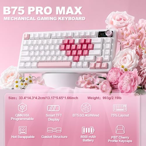 YUNZII B75 PRO MAX 75% Mechanical Keyboard (White Heart,Milk Switch) - Image 2