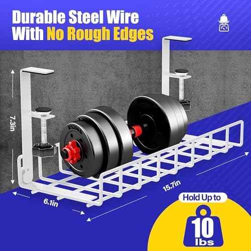 Under Desk Cable Management Tray, Xpatee Upgraded Wire Management No Drill No Screws, Cable Tray with Clamp for Wire Organizers, Computer Cord Rack for Office, Home - No Damage to Desk White - Image 5