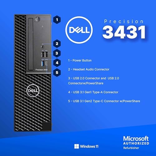 Dell Precision Workstation PC | Quadro P620 GPU - Editing & Design | Windows 11 Pro | Intel i5-9500 | 16GB RAM 1TB SSD | New 24" LCDs | Home or Office Computer | WiFi 6 AX200 + BT (Renewed) - Image 3