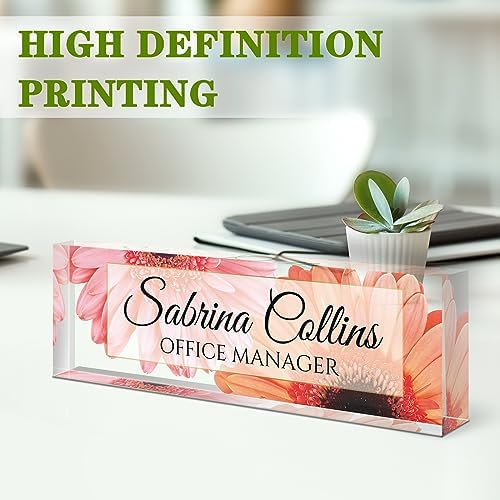 Name Plate for Desk, Desk Name Plate Personalized, Office Decor for Women Men, Acrylic Desktop Accessories, Office Appreciation Gifts for Boss Social Workers Nurse Teacher Employee (Sunflowers A) - Image 5