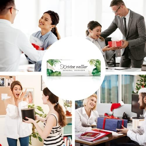 Desk Name Plate Personalized, Premium Clear Acrylic Desk Name Plate, Personalized Name Plate for Desk, Office Decor for Women or Men Coworkers, Boss, Employee, Teacher, Social Worker(Green Monstera) - Image 5
