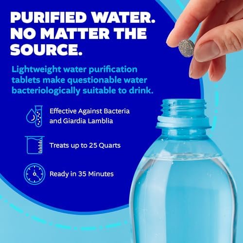 Potable Aqua Water Purification Tablets, Portable and Effective Water Purification Solution for Camping, Hiking, Emergencies, Natural Disasters and International Travel, Two 50ct Bottles, Blue - Image 3