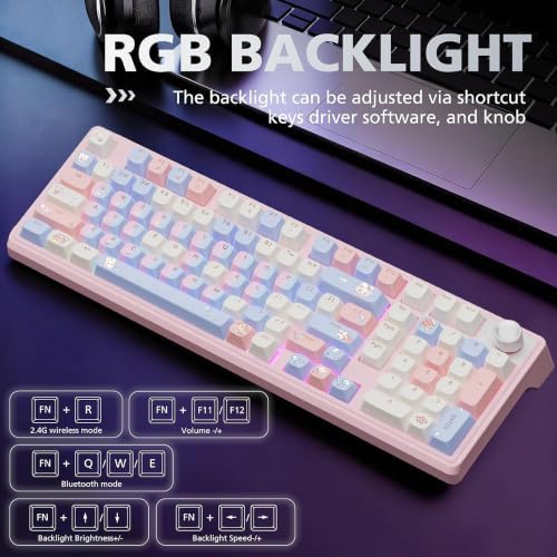 Compute Keyboard, Wireless Gaming Mechanical Creamy Keyboard Pink - Image 4