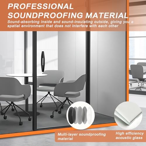 Office Sound Booth with Audio Privacy - Soundproof Booth Includes Unique White Interior,Soundproof Room Include Socket,Light,Door Handle& Orange Frame for Conference Room,Bedroom (White) - Image 4