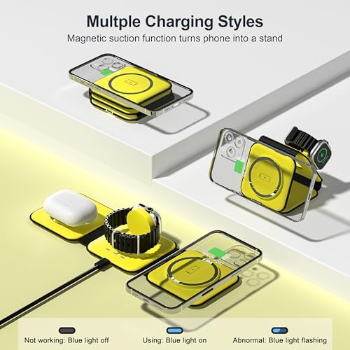3 in 1 Charging Station for Multple Devices,Foldable 3 in 1 Wireless Charger for Travel,Nano Wireless Charging Station for iPhone16 15 14 13 12 Pro Max/Watch 10 9 8 7 6 5 4 3 Ultra/AirPod Pro - Image 3