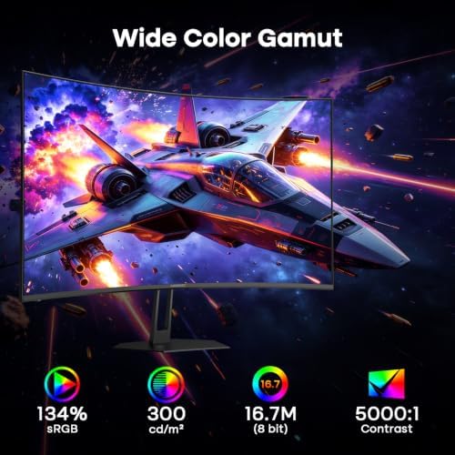 Amzfast 27 Inch WQHD 2560 * 1440 Curved Gaming Monitor 180Hz OD 1ms - Image 6