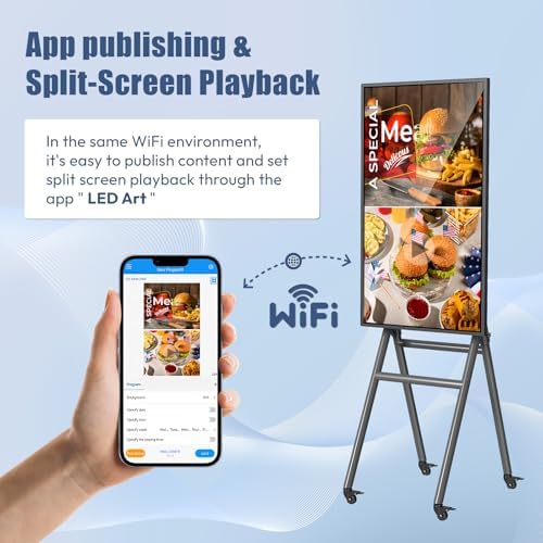 MWE 43 Inch Mobile Digital Signage Display Touchscreen Kiosk with Flight Case, Portable LCD Screen with Screen Mirroring App Publishing, Advertising Display Poster, Android OS - Image 4