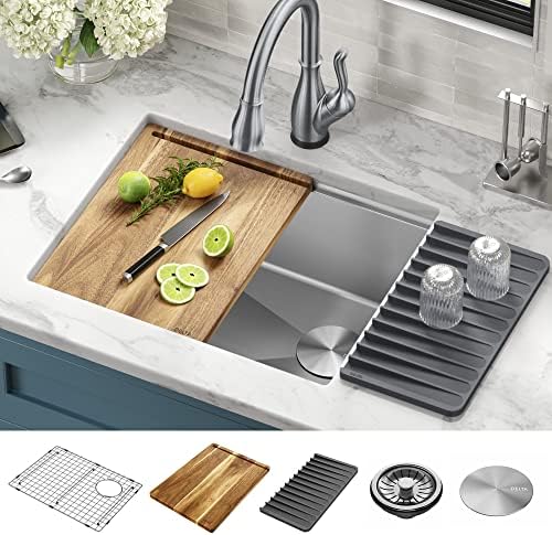 DELTA FAUCET Lorelai 23-inch Workstation Kitchen Sink Undermount 16 Gauge Stainless Steel Single Bowl with WorkFlow Ledge and Kit of 5 Accessories, 95B9132-23S-SS - Image 2