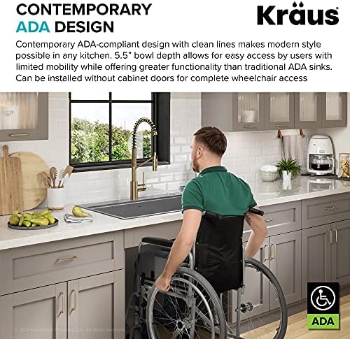 Kraus KWT310-33/5.5 Kore ADA Workstation 33-inch Drop-In Topmount 16 Gauge Stainless Steel Single Bowl Kitchen Sink with Accessories, 33 Inch - Image 5