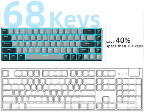 MageGee Portable 60% Mechanical Gaming Keyboard, MK-Box LED Backlit Compact 68 Keys Mini Wired Office Keyboard with Blue Switch for Windows Laptop PC Mac - Grey/Black - Image 3