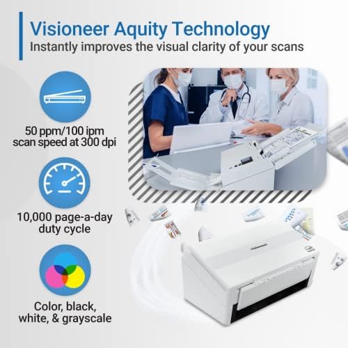 Visioneer Patriot PD45 Scanner, USB Duplex Office Document Scanner for PC, 50 PPM, Sheetfed 100 Page Automatic Document Feeder (ADF), White - Image 3