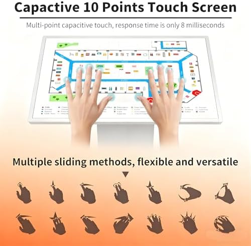 Self Service Kiosk, 21.5" /32" Interactive Kiosk 1080P HD IPS Touch Screen Display, Weatherproof Floor Standing Digital Signage for Outdoor/Indoor Silver-32 - Image 7