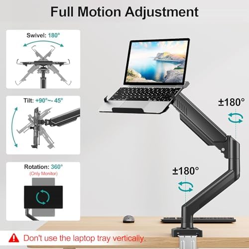 MOUNT PRO Laptop Arm Mount for Desk, Fits Max 17" Notebook and 32" Monitors - Image 3