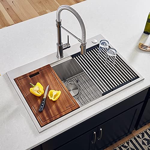 Ruvati 33x22-in 16-Gauge Workstation Topmount Kitchen Sink - RVH8003 - Image 2