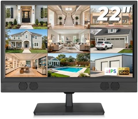 othoig 22 Inch Security Camera Monitor, 1080P Full HD IPS CCTV Surveillance Display with HDMI VGA BNC RCA Inputs,Built-in Speakers & Remote Control,DVR NVR Compatible Monitor for Home Office Warehouse by othoig