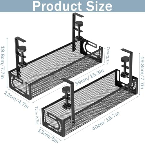 Cable Management, 2 Pack Cable Management Under Desk, Cable Tray - Image 2
