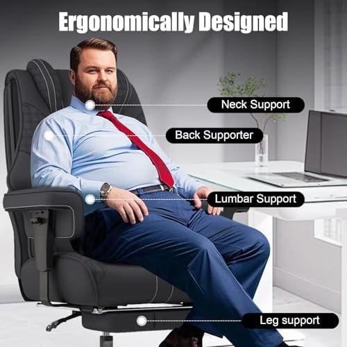 Big and Tall Office Chair with Foot Rest, High Back Computer Desk Chair - Image 6