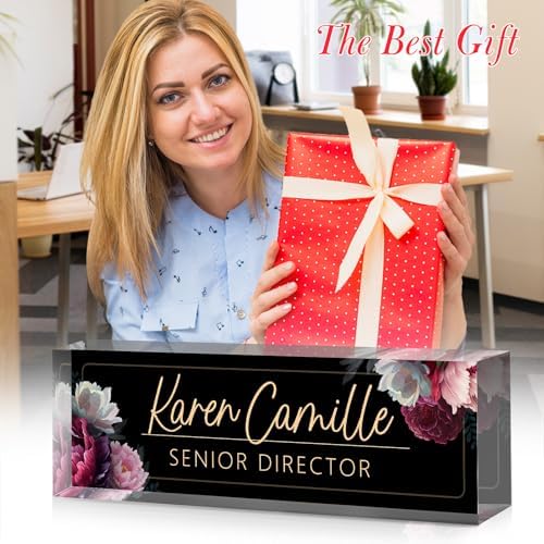 Custom Office Name Plate for Desk - Name Plate Personalized Gifts for Coworkers, Boss, Teacher, Social Worker - Acrylic Office Desk Decor for Women Men - Employee Appreciation Gifts (black) - Image 3