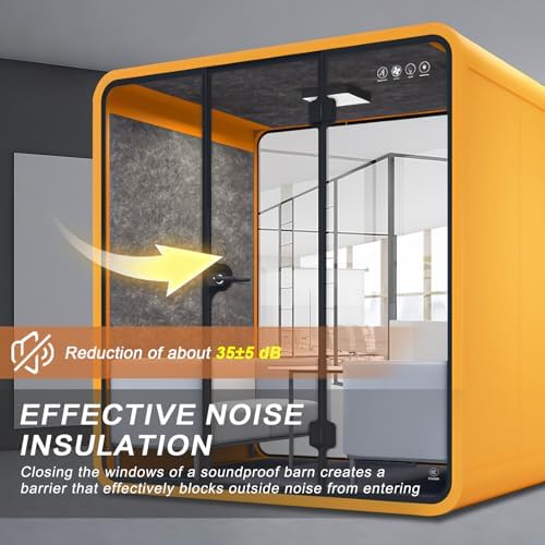 Modern Office Pod Booth 63IN (Honeycomb Aluminum Panel)(Reduce The Sound by 30-40 Decibels) Curved Corner Design,Central Lighting,for Negotiation Room - Image 3