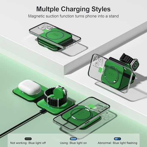 3 in 1 Charging Station for Multple Devices,Foldable 3 in 1 Wireless Charger for Travel,Nano Wireless Charging Station for iPhone16 15 14 13 12 Pro Max/Watch 10 9 8 7 6 5 4 3 Ultra/AirPod Pro - Image 3