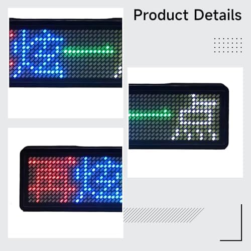 Programmable LED Name Badge, Customizable LED Name Tag for Events, Business, and Services, Mobile App-Controlled, Rechargeable with RGB Display, 3.4 x 0.9 in / 8.5 x 2.3 cm Screen - Image 3