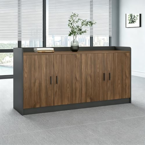 Office Printer Stand Cabinet with Storage, Multi-Function Office Side Cabinet for Copier, Tea Station & Supplies, Large Capacity Storage Cabinet with Soft Close Doors Workstation Furniture，D by Unknown