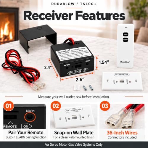 Durablow TS1001 Gas Log/Fireplace On/Off Remote Control Kit for Modulating Variable Flame Servo Motor Gas Valves (Replacement for Sky-MRCK, SR-1001, MRCK) - Image 2