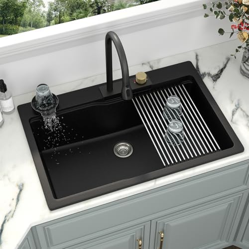 Kichae 33x22 Kitchen Sink Drop In Waterfall Granite Composite Quartz - Image 6