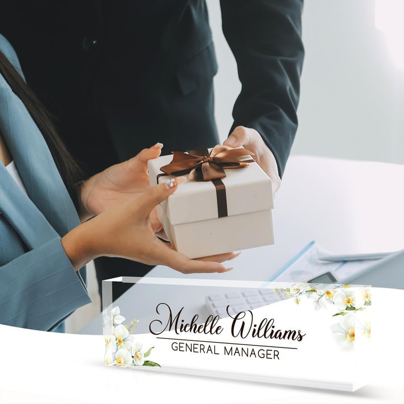 Desk Name Plate Personalized Name Plate for Desk, Office Desk Decor, 3D Style Personalized Plaque Name Plates for Desks Custom Appreciation Gifts for Boss Lady Employee Coworkers (Phalaenopsis Orchid) - Image 6