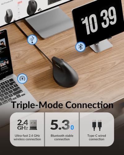 Keychron M5 8K Wireless Vertical Mouse with Thumb Wheel, PixArt 3950 Sensor - Image 4