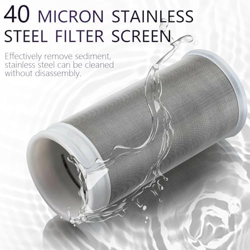 40 Micron Washing Machine Water Filter - Fits 1/2" NPT & 3/4" GHT - Protects Heaters/Showers & Appliances (silver) - Image 3