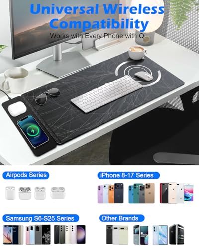 30"x15" XXL Wireless Charging Mouse Pad, Detachable 15W Qi Charger - Image 7