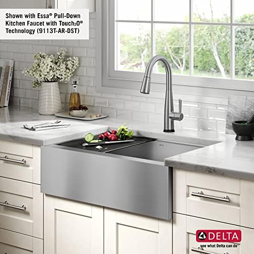 DELTA FAUCET Rivet 30-inch Workstation Farmhouse Apron Front Kitchen Sink Undermount 16 Gauge Stainless Steel Single Bowl with WorkFlow Ledge and Kit of 5 Accessories, 95C9031-30S-SS - Image 5