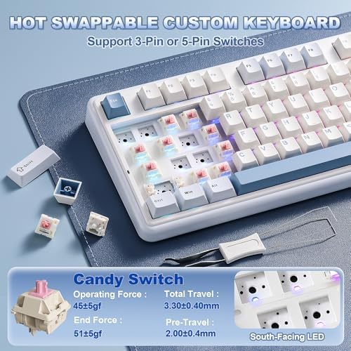 YUNZII B98 PRO 96% Wireless Mechanical Keyboard(Blue, Candy Switch) - Image 6