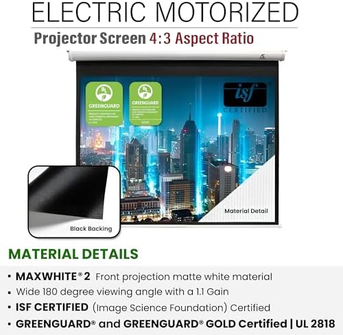 Akia Screens 104" Motorized Projector Screen 4:3 – Electric Drop Down with Remote, 8K/4K HD & 3D Ready, Ceiling or Wall Mount – AK-MOTORIZE104VW - Image 2