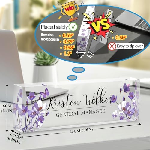 Custom Office Name Plate for Desk - Desk Name Plate Personalized Gifts for Coworkers, Boss, Employees, Teacher, Nurse - Office Desk Decor for Women Men - Employee Appreciation Gifts (Purple Orchid) - Image 2