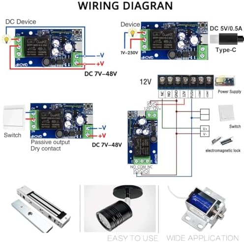 Ewelink WiFi Wireless Smart Relay Module USB 5v 1 Channel Inching Selflock 7V-48V Remote ON Off Power Switch for Access Control, Garage Door,Home Automation, Compatible with Alexa Google Home - Image 5