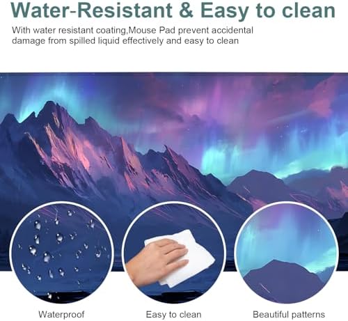 Aurora Gaming Mouse Pad 31.5"x11.8" Large Extended Pad Desk Mat Anti-Slip Rubber Base & Durable Stitched Edges for Gamers Smooth Mouse Pad Writing Surface for Desk Office/Home - Image 5