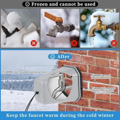 4 Pack 2026 Upgrade Extra Large Outdoor Faucet Cover for Winter Freeze Protection 8.5x7x5.5in Thick Plastic Foam Hose Bib Spigot Cover Winter Insulated with Reflective Strips (Gray) - Image 3
