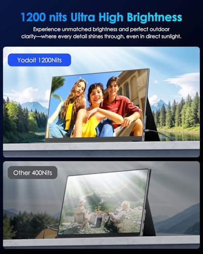 Yodoit 4K Portable Monitor, 16" 3840×2400 UHD IPS Travel Screen 1200nit Sunlight-Readable with 145% sRGB, 2000:1 Contrast for Photo Editing Outdoor Work Compatible with Laptop PC Mac PS5 Black - Image 3