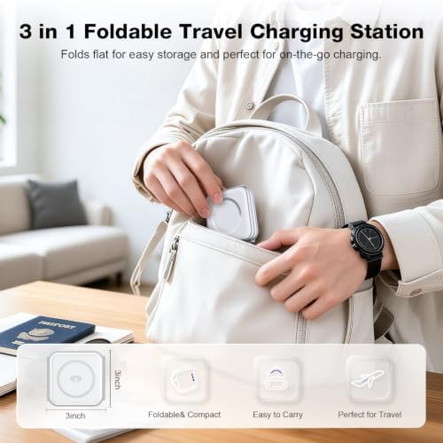 3 in 1 Wireless Charging Station for Apple,Foldable Magnetic Travel Charger - Image 6