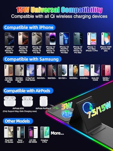 Mouse Pad with Foldable Phone Holder & Wireless Charger, XXL RGB Gaming Mousepad 31.5"x15.8" Large Desk Mat for Keyboard, Black Desk Pad with Dual Qi Charging Station | 11 Colors 5 Modes | Waterproof - Image 4