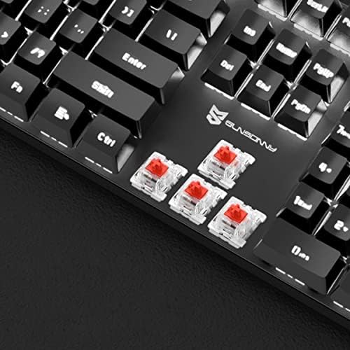 Merdia Mechanical Keyboard Gaming Keyboard | Red Switch, White Backlit Keyboard | 104 Keys US Layout | Wired Gaming Keyboard | Hot Swappable Mechanical Keyboard | PC Gaming Keyboards (Black) - Image 2
